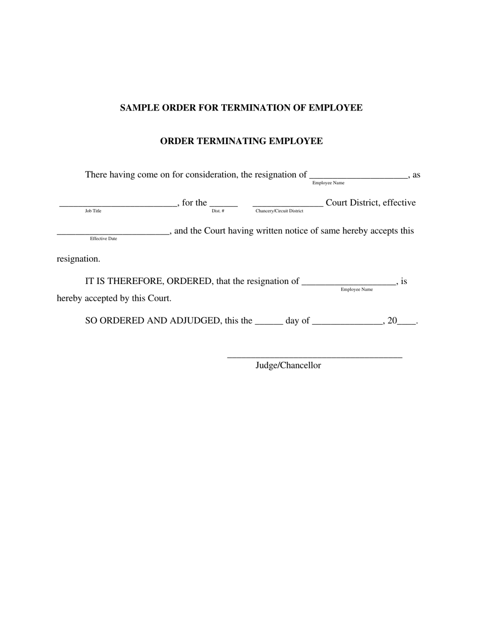 Order for Termination of Employee - Mississippi, Page 1