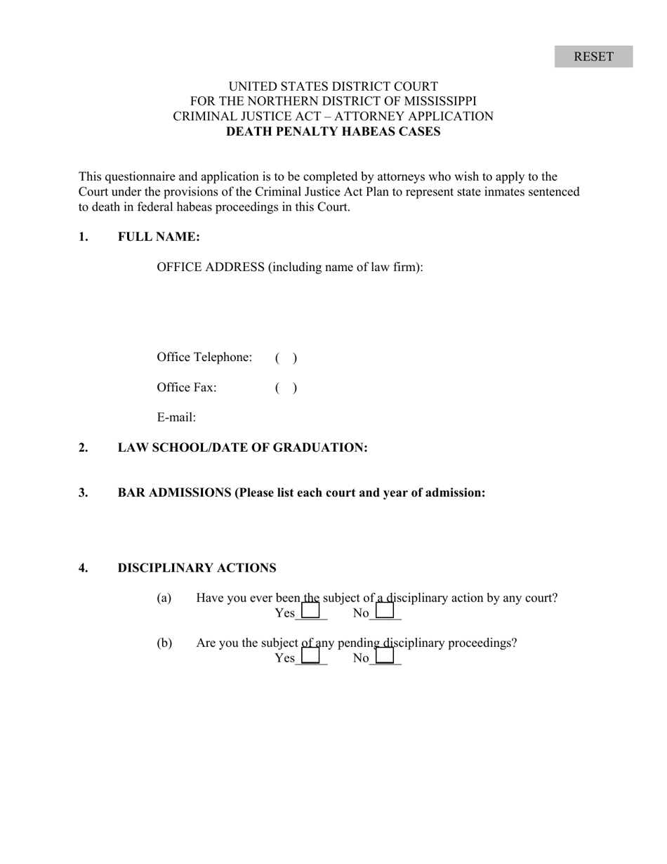 Death Penalty Habeas Cases - Mississippi, Page 1