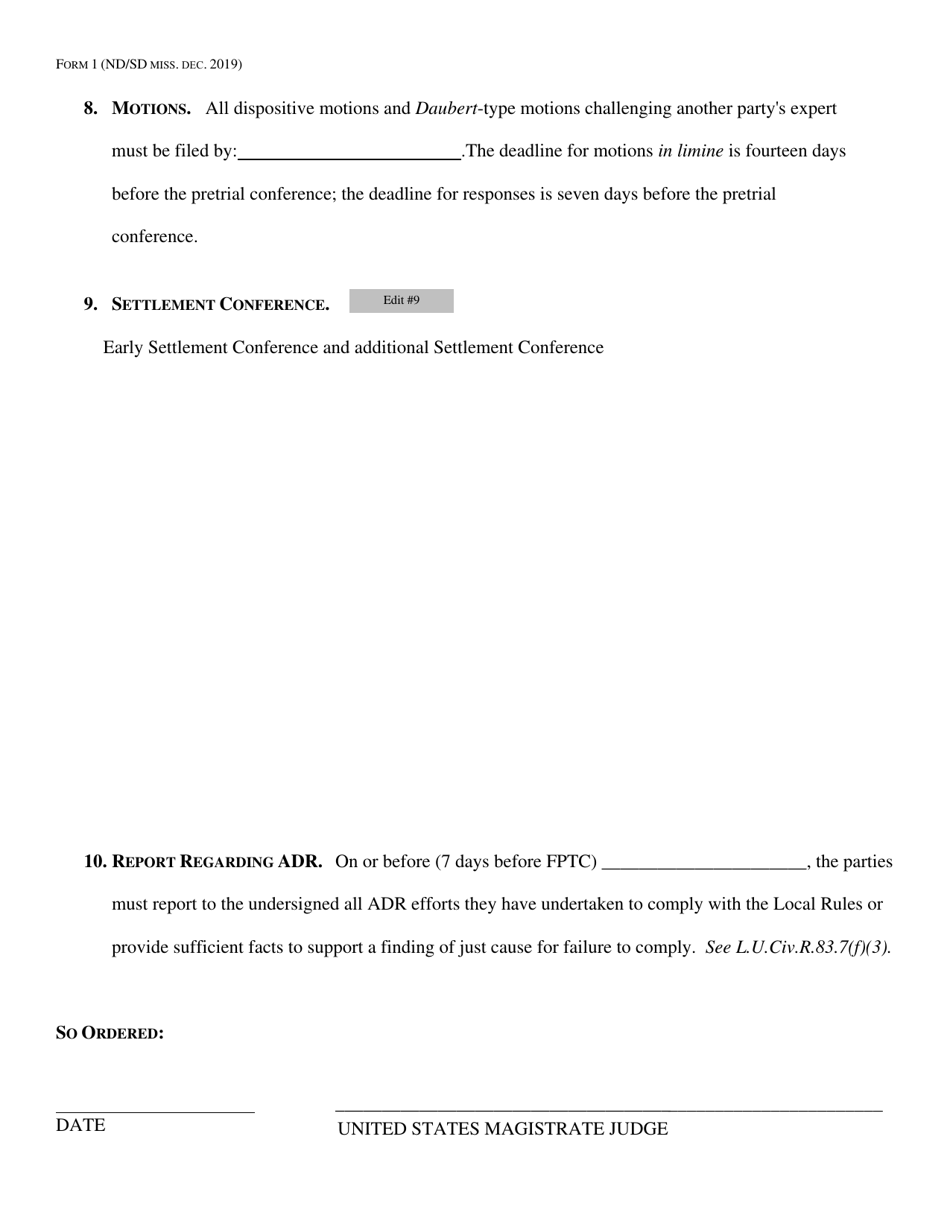 Form 1 Case Management Order - Mississippi, Page 5