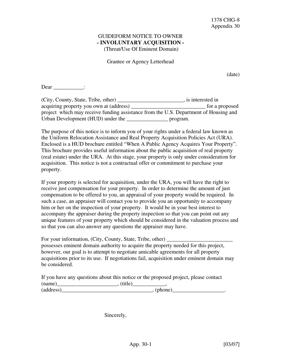 Appendix 30 Involuntary Acquisition Notice - Missouri, Page 1