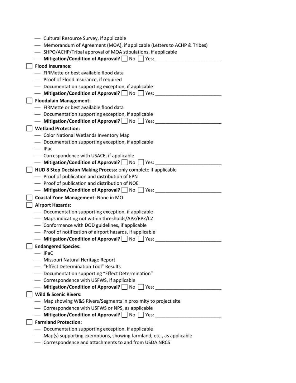 Missouri Environmental Assessment (Ea)/Statutory Checklist Review ...