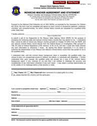 Form SHP-981G &quot;Movechs Waiver Agreement and Statement&quot; - Missouri