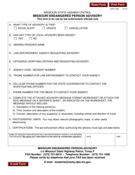 Form SHP-716B Missouri Endangered Person Advisory - Missouri, Page 2