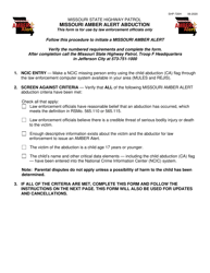 Form SHP-720H Missouri Amber Alert Abduction - Missouri