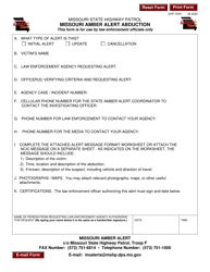 Form SHP-720H Missouri Amber Alert Abduction - Missouri, Page 2