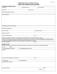 Form SHP-378 &quot;Tractor Parade Application&quot; - Missouri
