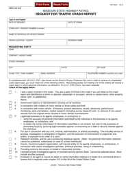 Form SHP-842K &quot;Request for Traffic Crash Report&quot; - Missouri