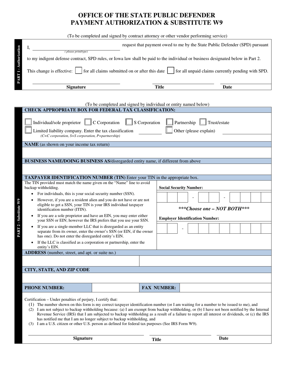Iowa Payment Authorization Substitute W9 Fill Out Sign Online and Iowa Payment Authorization Substitute W9 Fill Out Sign Online and