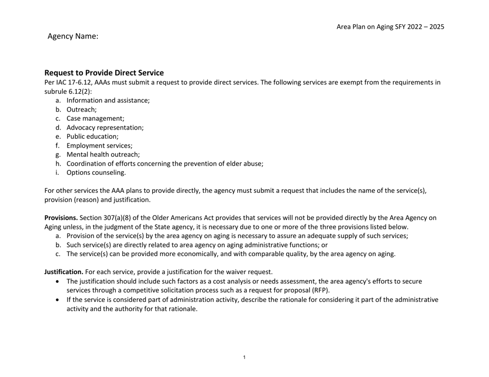 Direct Service Waiver Request - Iowa, Page 1