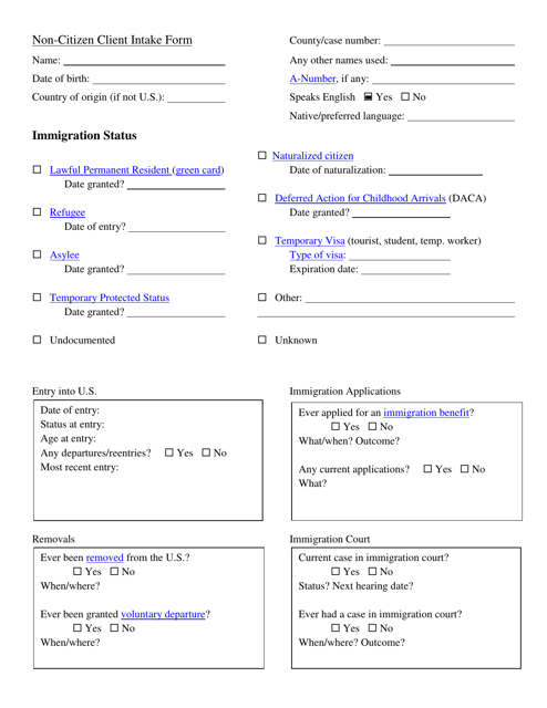 Non-citizen Client Intake Form - Iowa