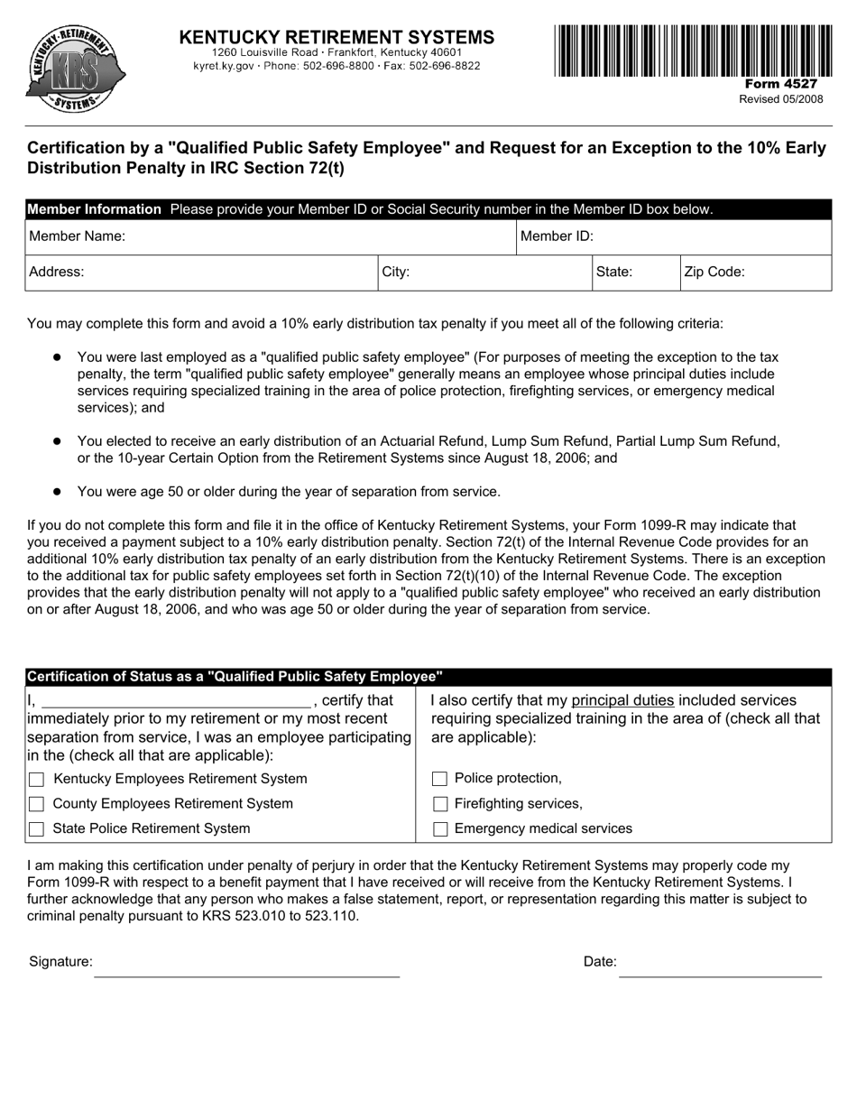 Form 4527 Download Fillable PDF or Fill Online Certification by a