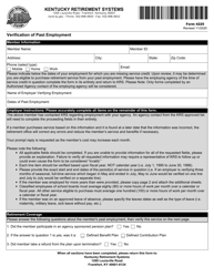 Form 4225 &quot;Verification of Past Employment&quot; - Kentucky