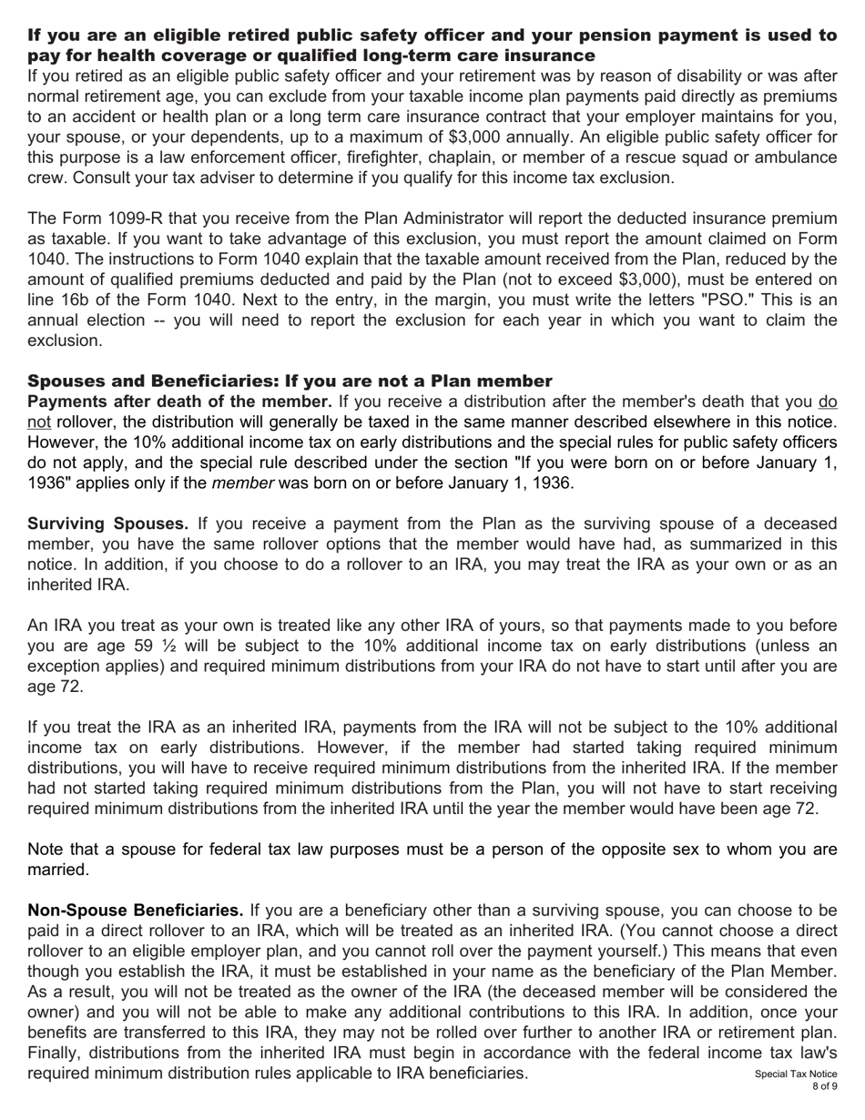 Form 6025 Direct Rollover / Direct Payment Election Form for a Member or a Beneficiary of an Eligible Rollover Distribution - Kentucky, Page 10