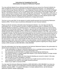 Form 6130 Authorization for Deposit of Retirement Payment - Kentucky, Page 2