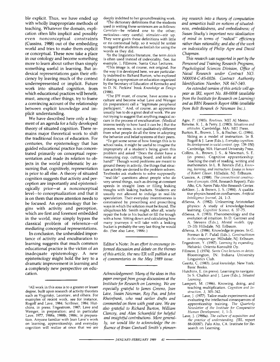 Situated Cognition and the Culture of Learning - John Seely Brown, Allan Collins, Paul Duguid, Page 11