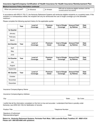 Form 6242 Insurance Agent/Company Certification of Health Insurance for Health Insurance Reimbursement Plan - Kentucky, Page 2
