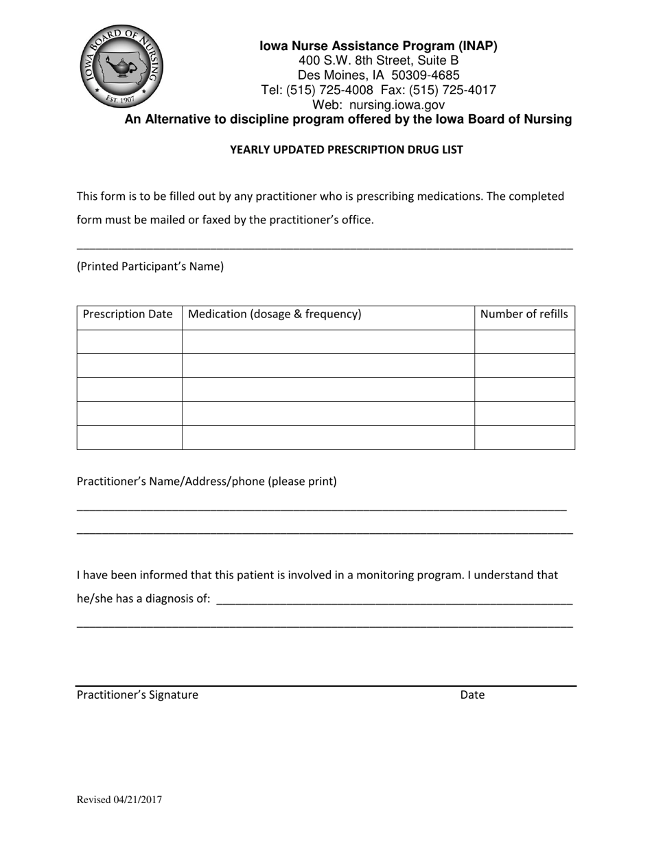 Iowa Yearly Updated Prescription Drug List Fill Out, Sign Online and Download PDF Templateroller