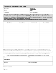 Document preview: Preceptor Documentation Form - Iowa