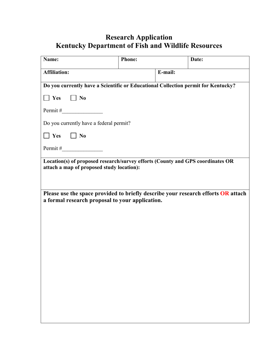 Research Application - Kentucky, Page 1
