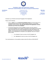 Fisheries Commercial Propagation Permit Application Form - Kentucky