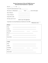 Document preview: Motorboat Dealer/Manufacturer Application - Kentucky
