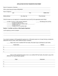 Application for Fish Transportation Permit - Kentucky, Page 3