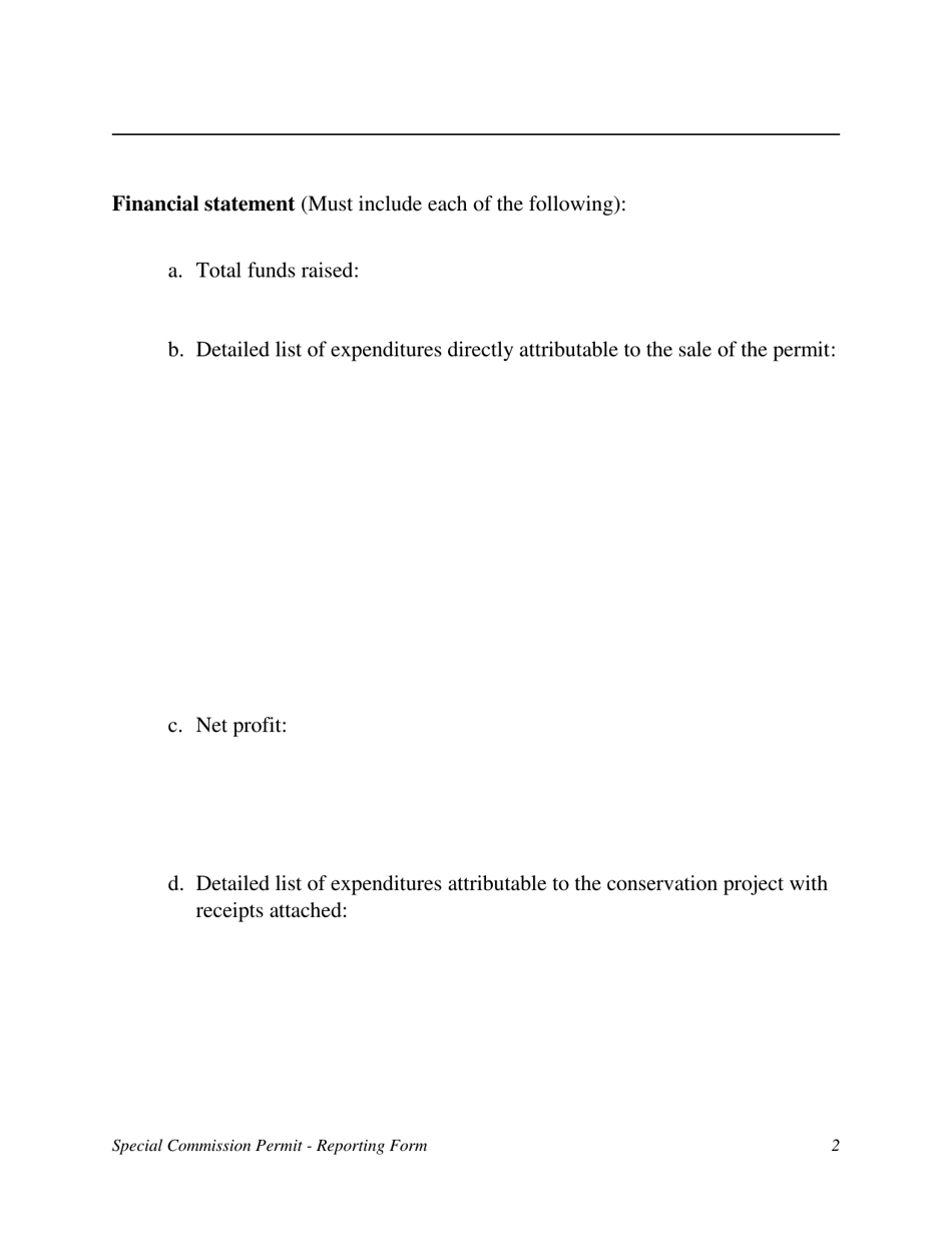 Special Commission Permit Reporting Form - Kentucky, Page 2