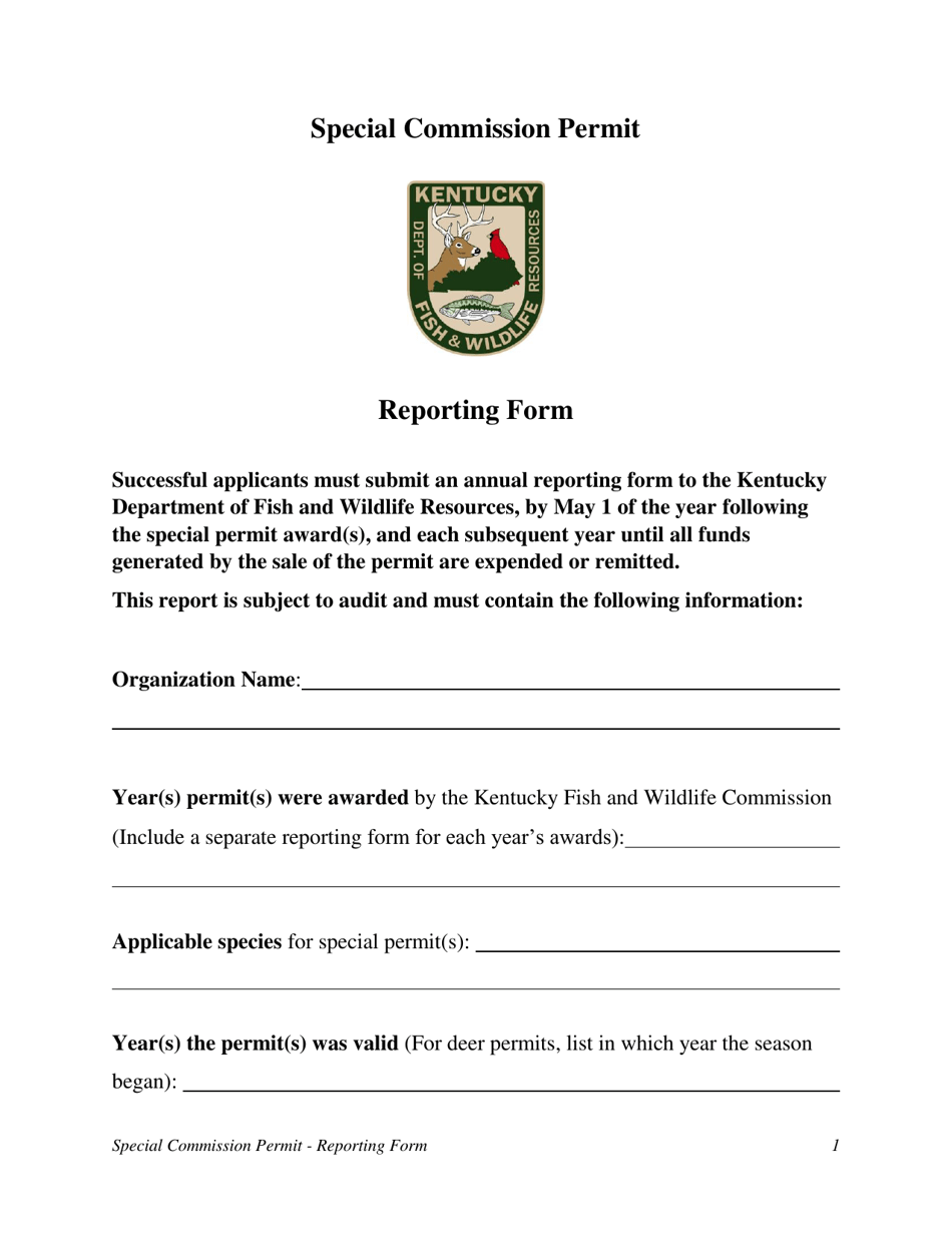 Permit Reporting Kentucky Special Commission Permit Reporting Form - Fill Out, Sign ...
