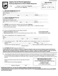 Document preview: Captive Cervid Permit Application - Kentucky