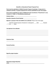 Scientific or Educational Project Proposal Form - Kentucky
