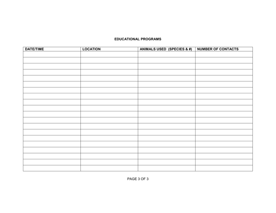 Wildlife Rehabilitation Annual Report Form - Kentucky, Page 3