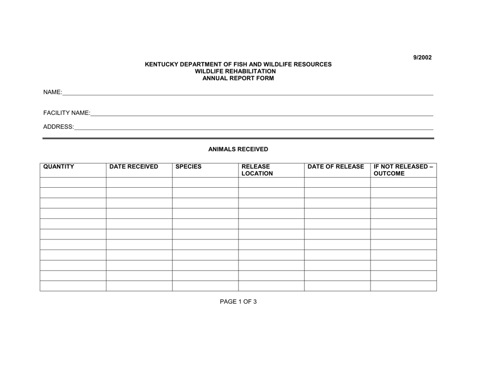 Kentucky Wildlife Rehabilitation Annual Report Form - Fill Out, Sign ...