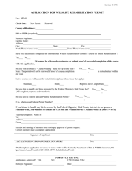 Application for Wildlife Rehabilitation Permit - Kentucky