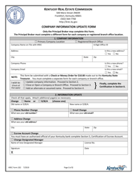 KREC Form 202 Company Information Update Form - Kentucky
