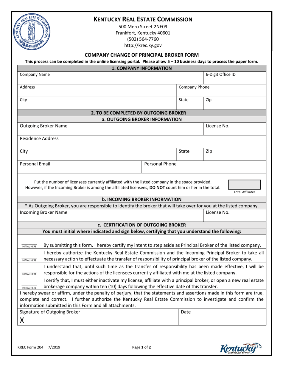 Kref Form KREC Form 204 - Fill Out, Sign Online and Download Fillable PDF ...