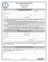 KREC Form 204 Company Change of Principal Broker Form - Kentucky, Page 2