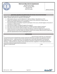 KREC Form 103 Continuing and Post-license Education Course Application &amp; Renewal Form - Kentucky, Page 3