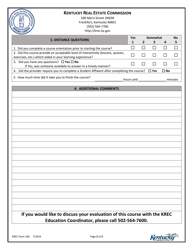 KREC Form 106 Course Evaluation Form - Kentucky, Page 2