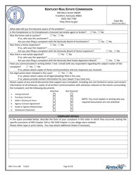 KREC Form 300 Sworn Statement of Complaint - Kentucky, Page 3