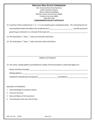 KREC Form 404 Condominium Seller&#039;s Certificate - Kentucky, Page 2