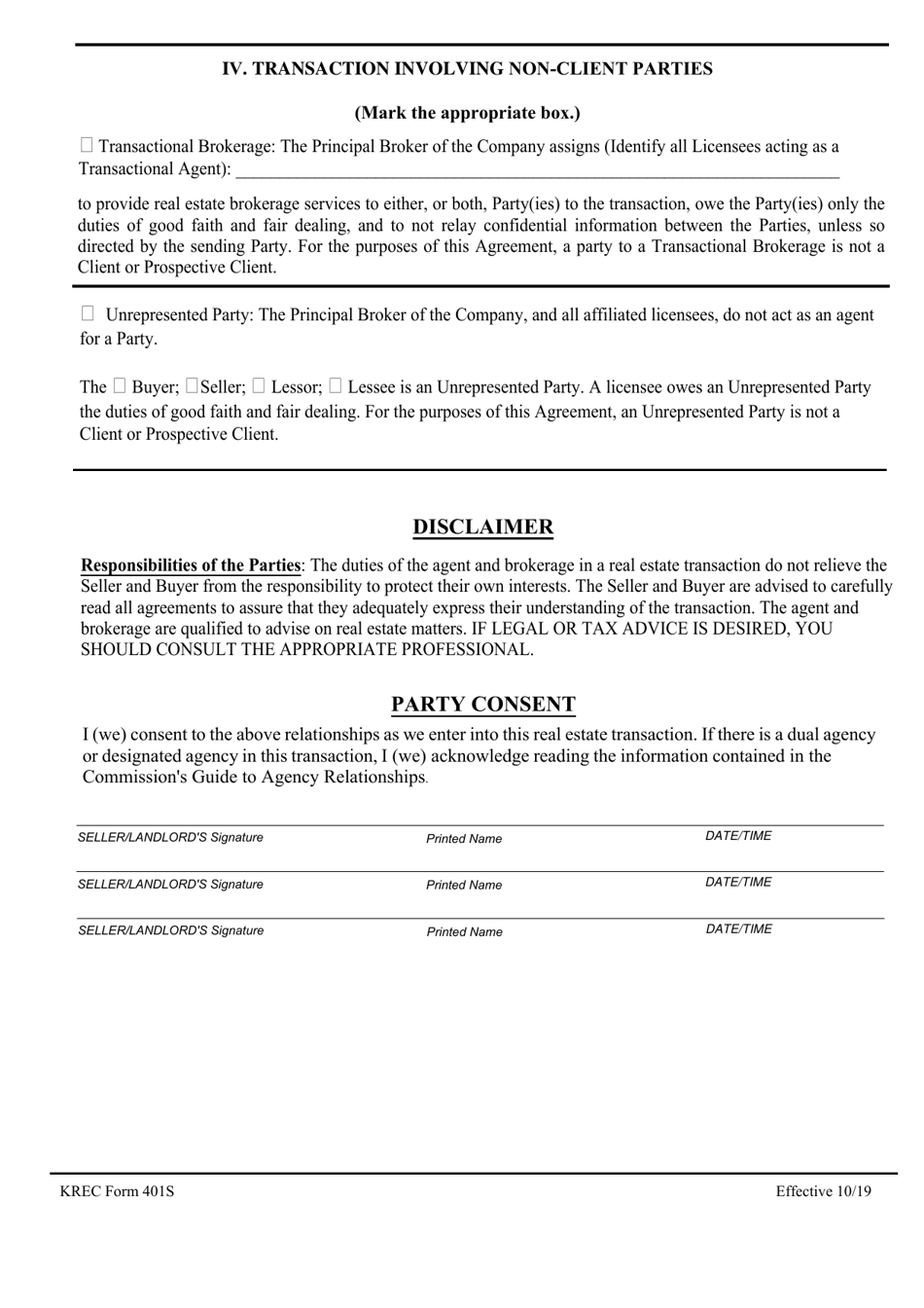 KREC Form 401S - Fill Out, Sign Online and Download Printable PDF ...