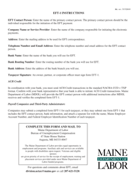 Form EFT-1 Authorization Agreement for Electronic Funds Transfers - Maine, Page 2