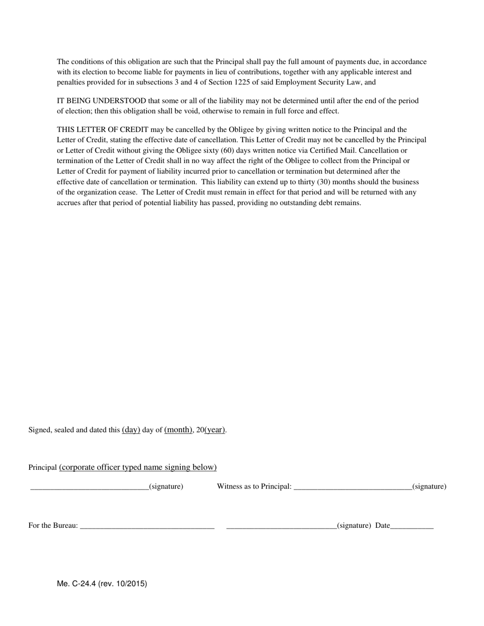 Form Me.C-24.4 Memorandum of Agreement Irrevocable Letter of Credit - Maine, Page 2