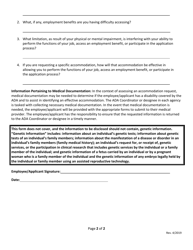 Employee/Applicant Request for Americans With Disabilities Act (&quot;ada&quot;) Reasonable Accommodation Form - Minnesota, Page 2