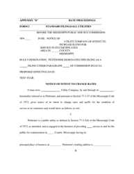 Document preview: Form 1 Appendix D Notice of Intent to Change Rates - Mississippi