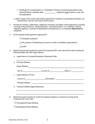 Form MGCB-RAL-4059 Application for Race Meet License - Michigan, Page 2