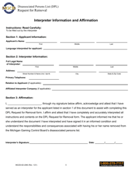 Form MGCB-AD-2060 Disassociated Persons List Request for Removal - Michigan, Page 5