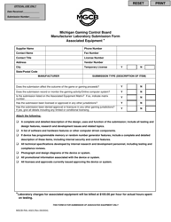 Document preview: Form MGCB-RAL-4023 Manufacturer Laboratory Submission Form - Michigan