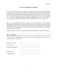 Form OJA217 Contact Information Sheet - Kansas