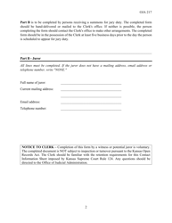 Form OJA217 Contact Information Sheet - Kansas, Page 2